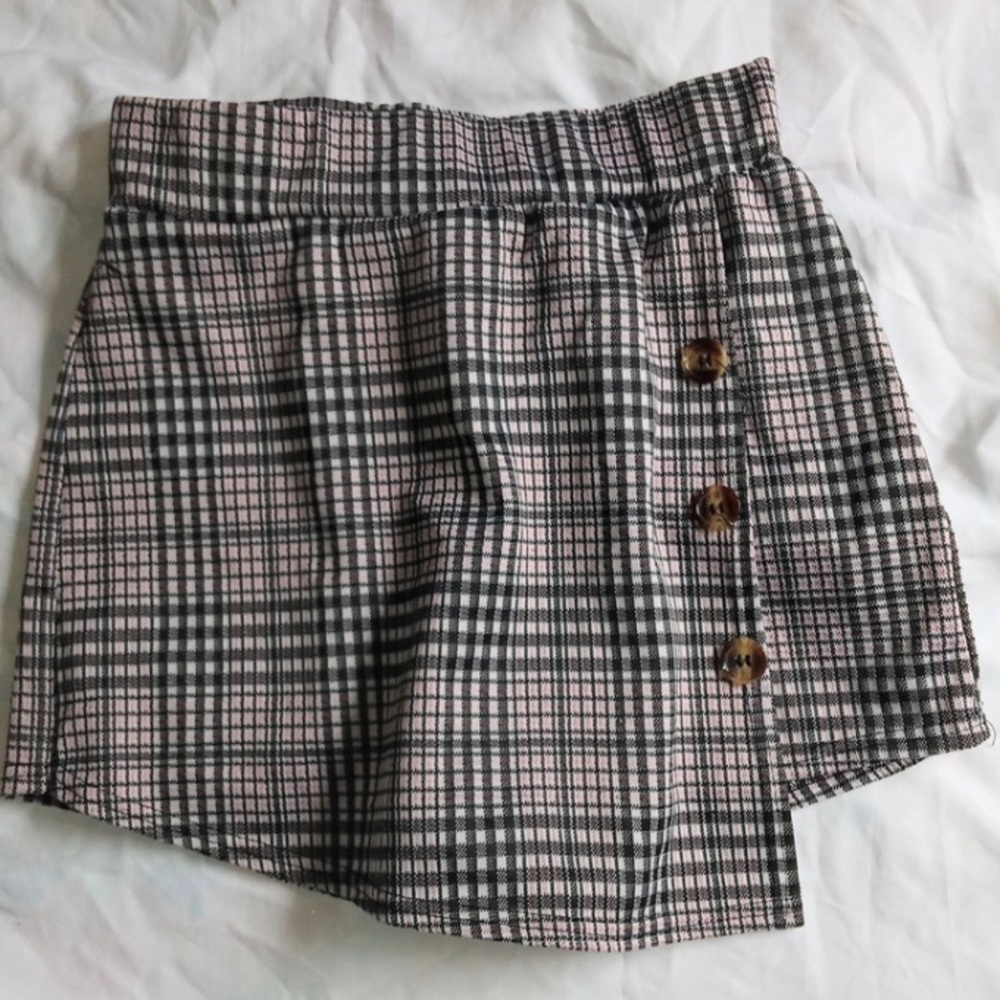 Lemite sz Med Black &‎ Brown Plaid Skort